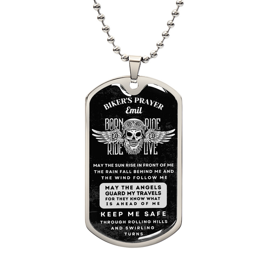 Dog Tag Necklace biker prayer - Mr E