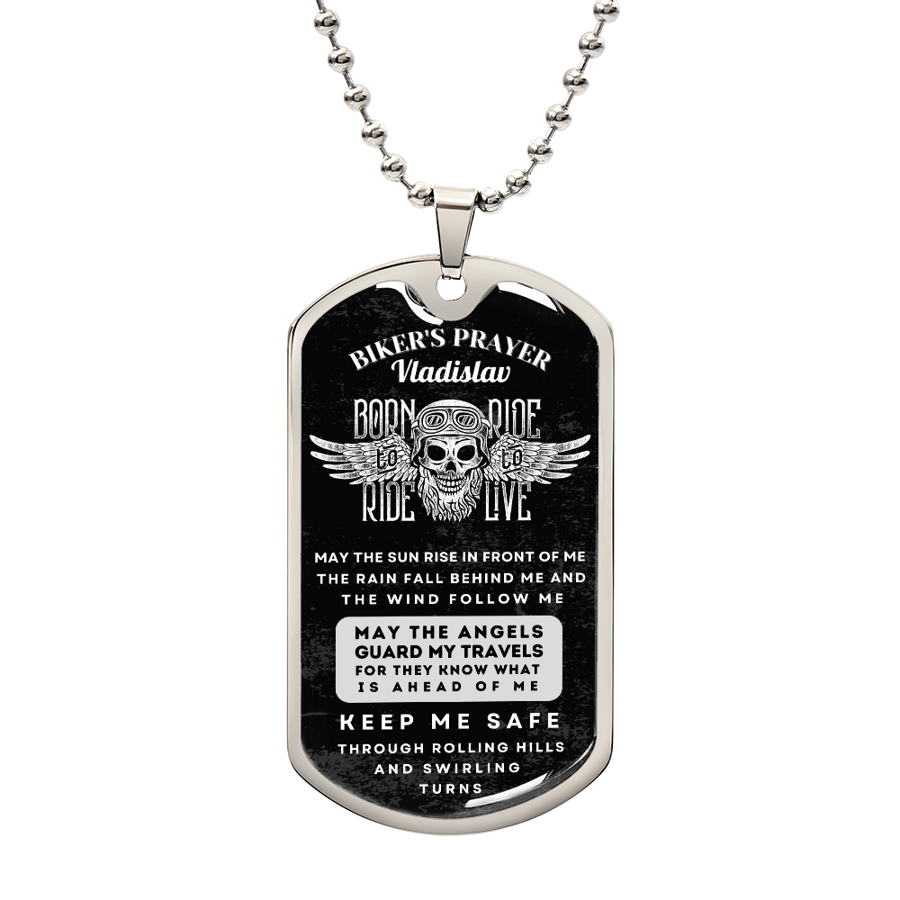 Biker Dog tag Chain biker prayer - Mr V