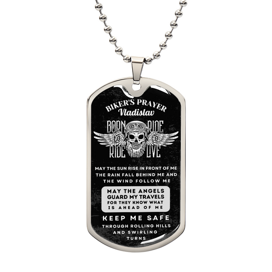 Biker Dog tag Chain biker prayer - Mr V