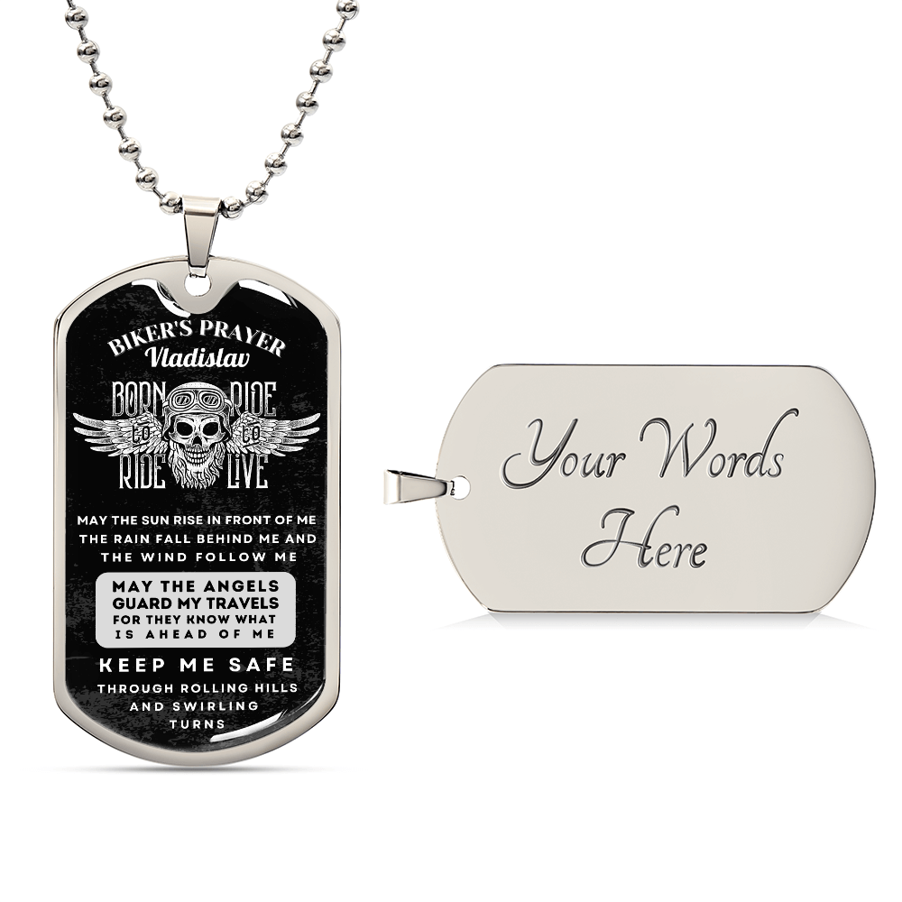 Biker Dog tag Chain biker prayer - Mr V