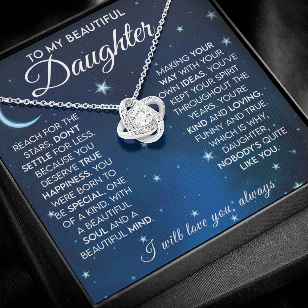 To My Beautiful Daughter - Reach for the Stars | Love Knot Necklace