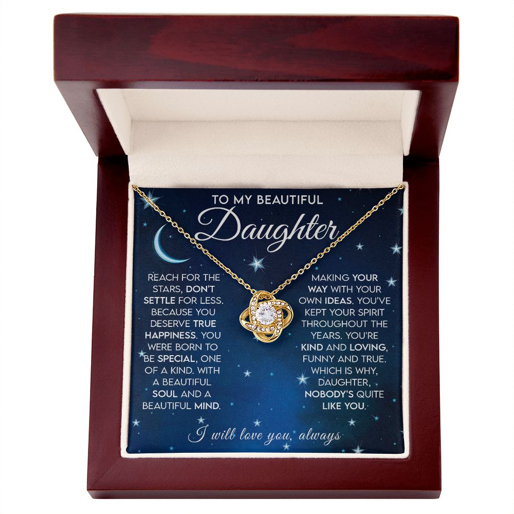 To My Beautiful Daughter - Reach for the Stars | Love Knot Necklace