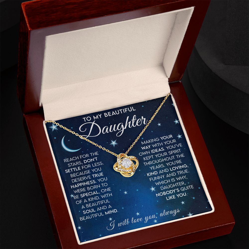 To My Beautiful Daughter - Reach for the Stars | Love Knot Necklace