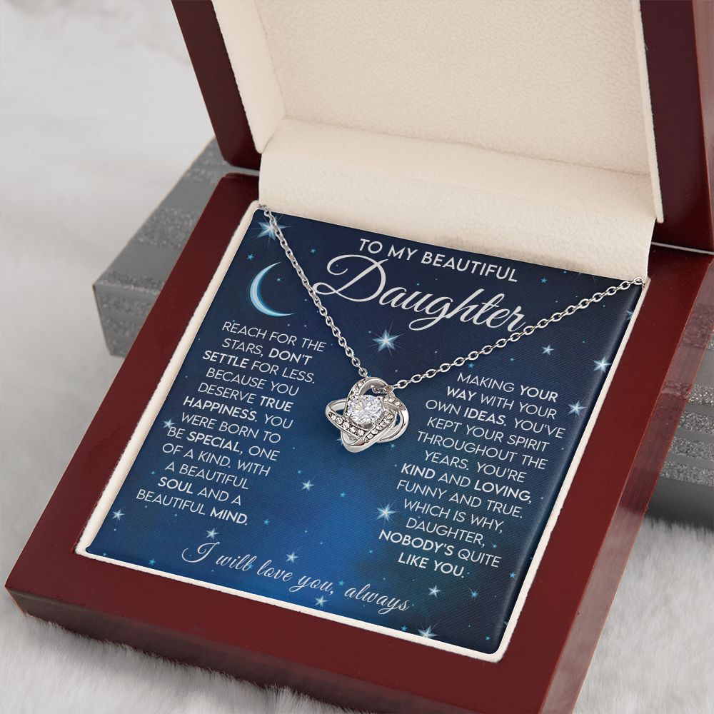 To My Beautiful Daughter - Reach for the Stars | Love Knot Necklace