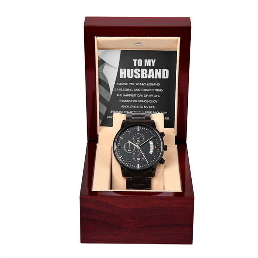 My Husband-Blessing | Black Chronograph Watch