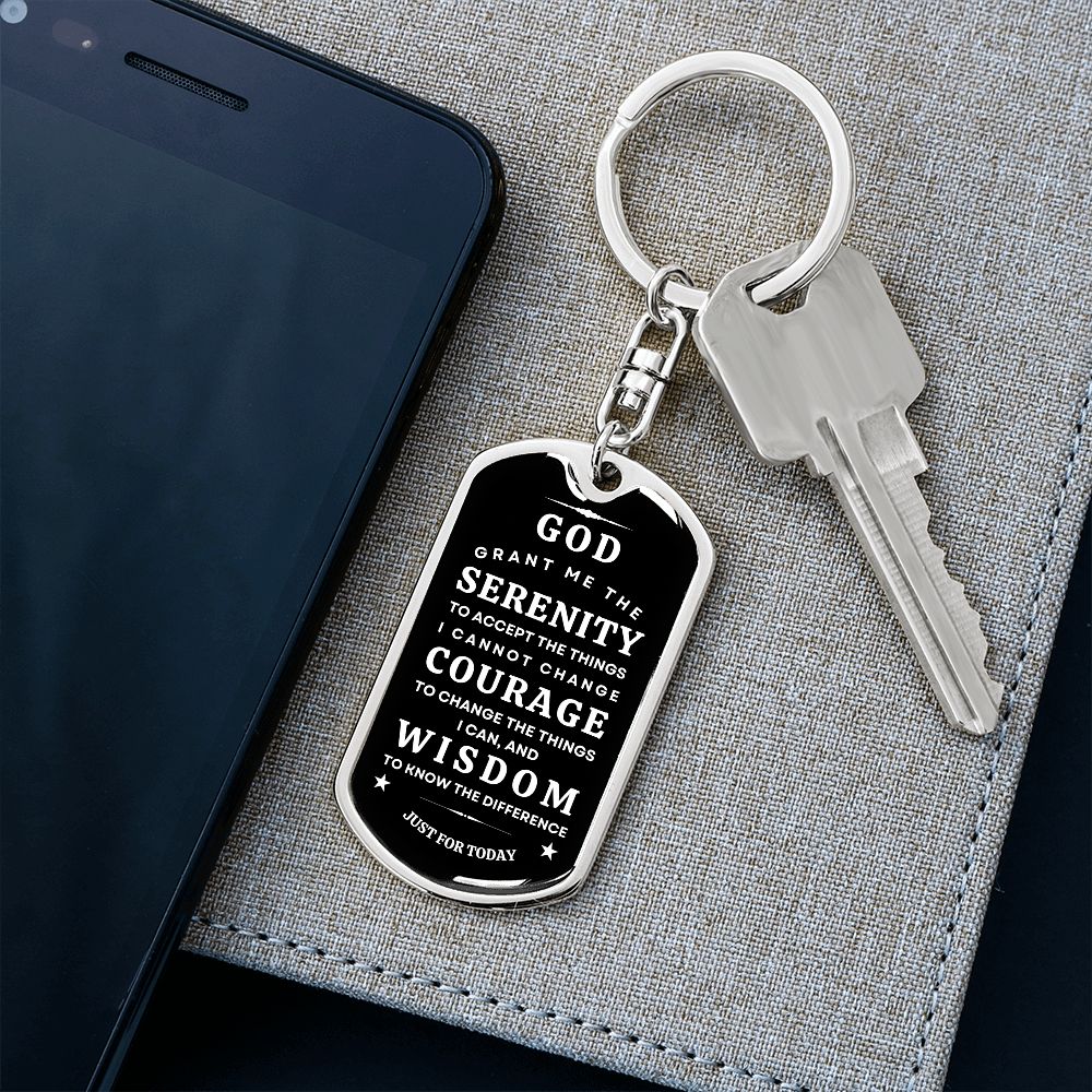 Keychain with Serenity Prayer B&W
