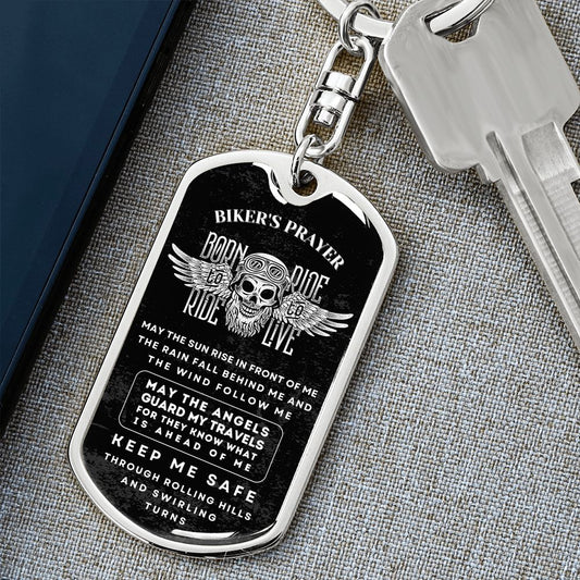 Bikers Prayer | Keychain | Black Design | Custom Engraving