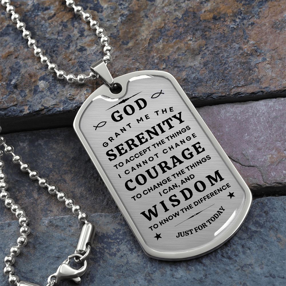 Military necklace with Serenity Prayer for Him/Her