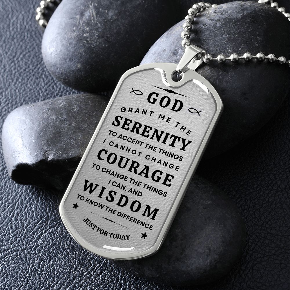 Military necklace with Serenity Prayer for Him/Her