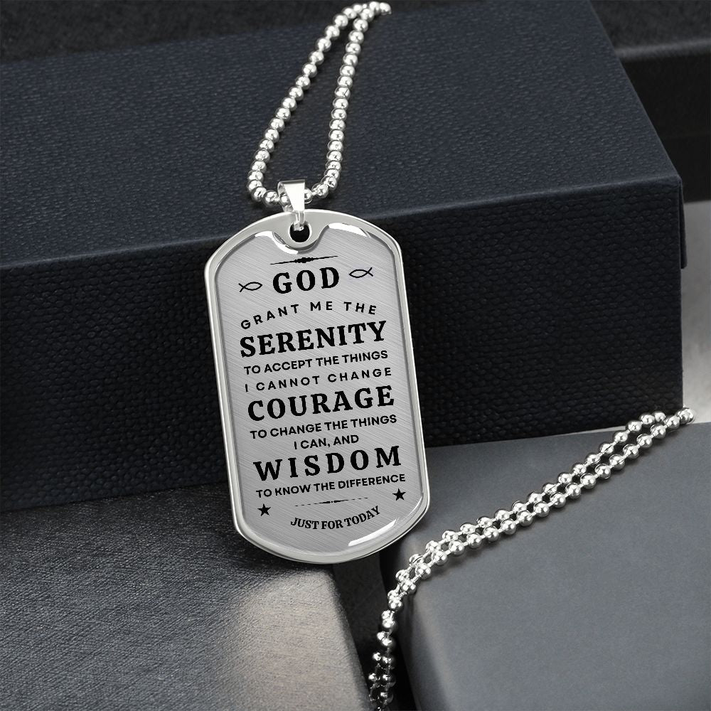 Military necklace with Serenity Prayer for Him/Her
