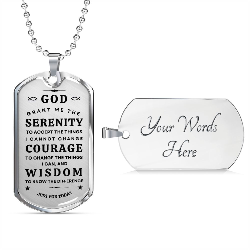 Military necklace with Serenity Prayer for Him/Her