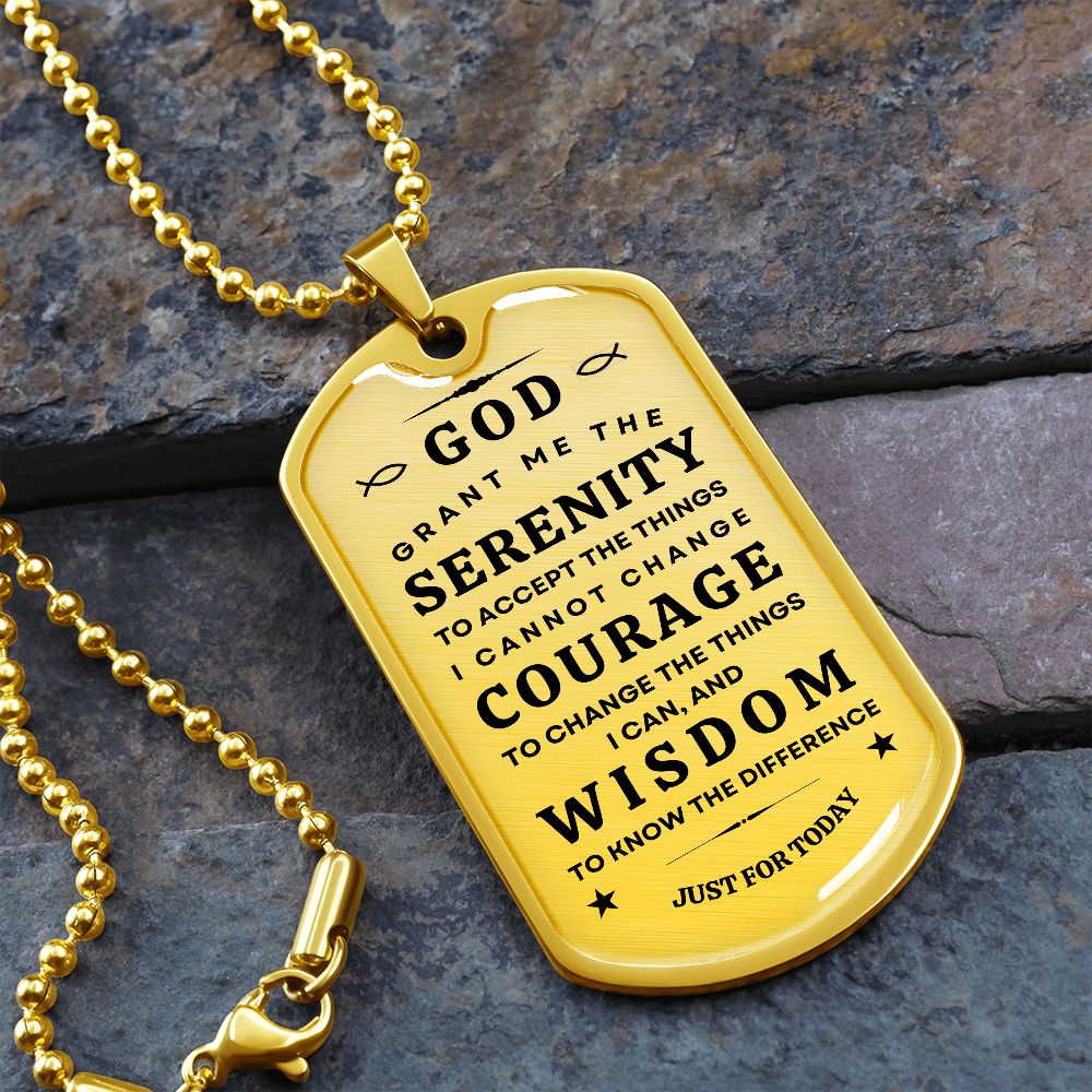 Military necklace with Serenity Prayer for Him/Her