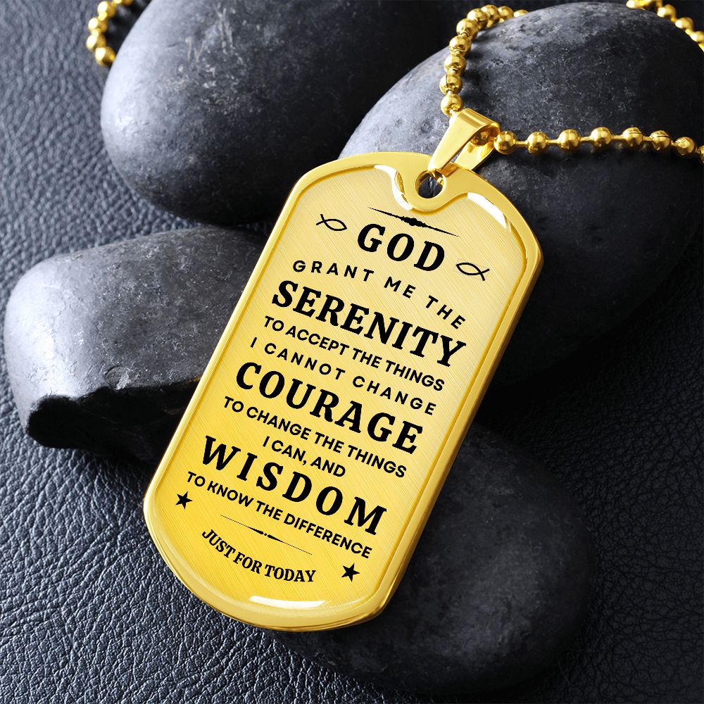 Military necklace with Serenity Prayer for Him/Her