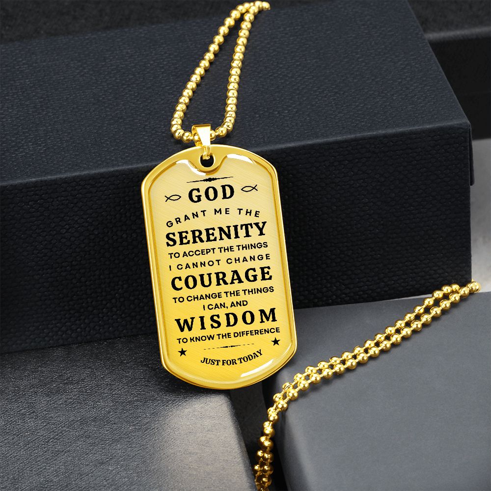 Military necklace with Serenity Prayer for Him/Her