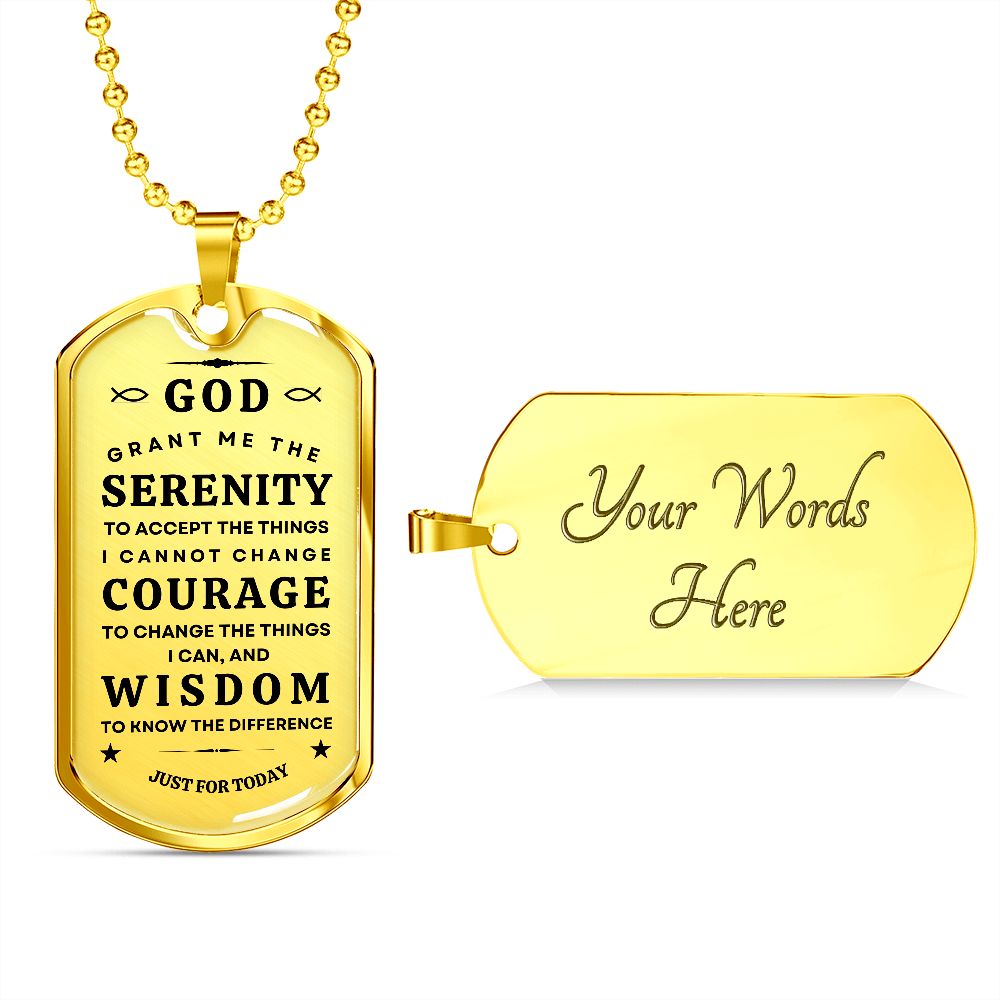 Military necklace with Serenity Prayer for Him/Her