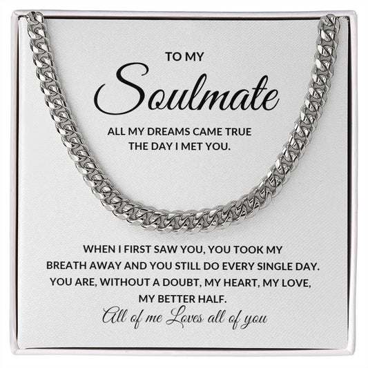 Valentines Soulmate_white Cuban Chain Necklace for Him