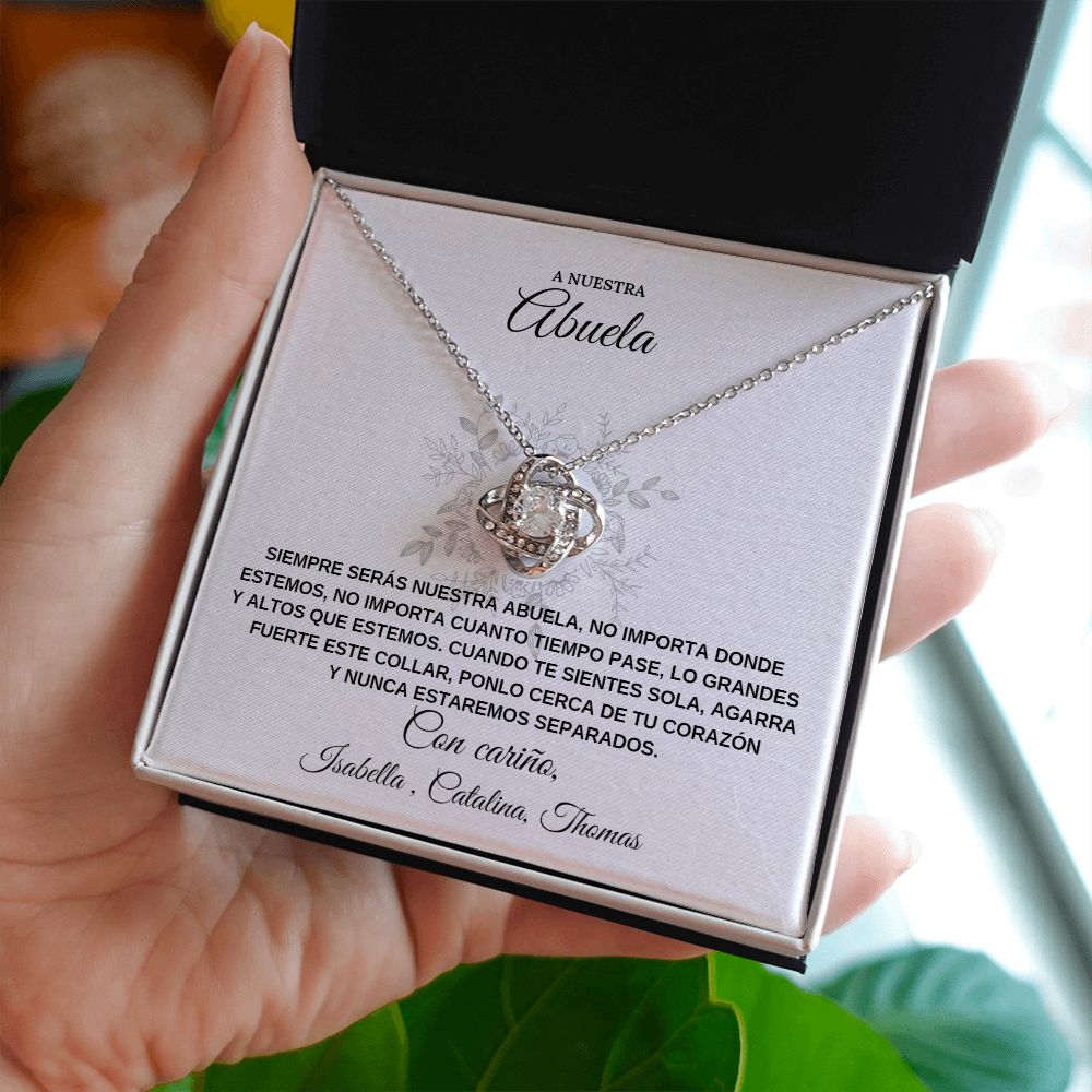 Personalized Love Knot Necklace A Nuestra Abuela
