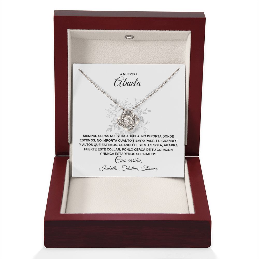 Personalized Love Knot Necklace A Nuestra Abuela
