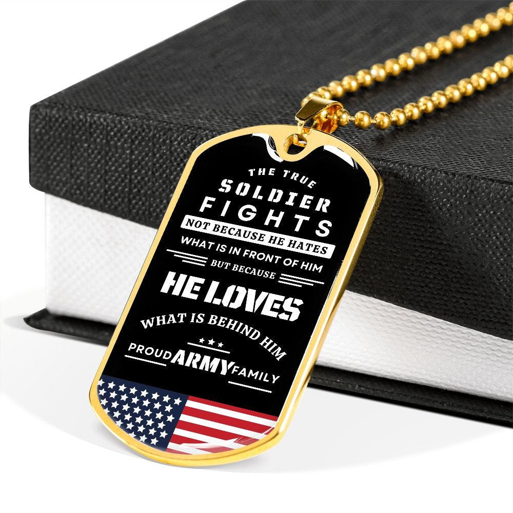 Proud Army Family Military Tag | Veterans Gift | Soldier Necklace Gift | Dog Tag Veterans Day