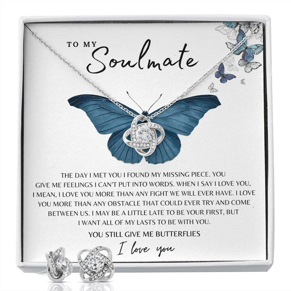 Love Knot Necklace Butterflies to Soulmate| Meaningful Gift for Her on Christmas, Anniversary or Birthday