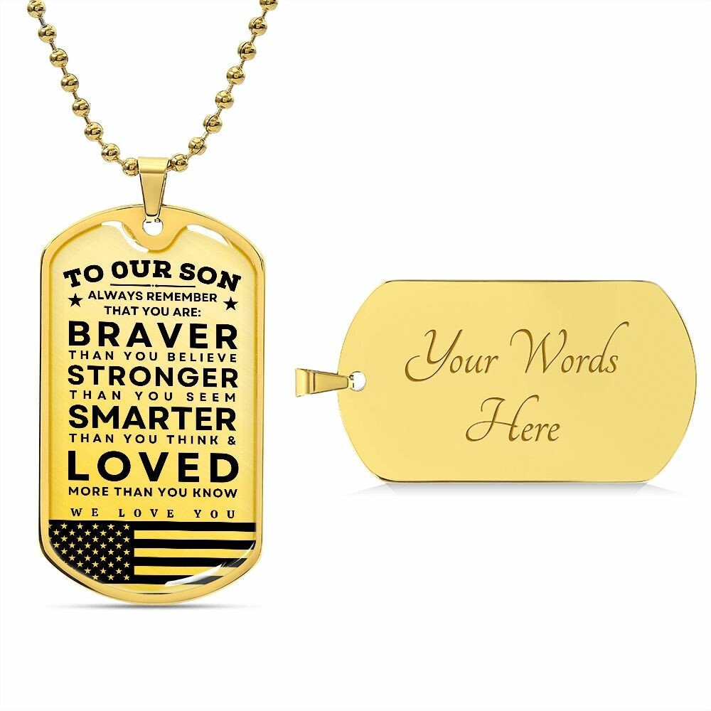 Military Dog Tag Gift To Our Son - Christmas Gift , Graduation gift, Birthday Gift, Anniversary Gift