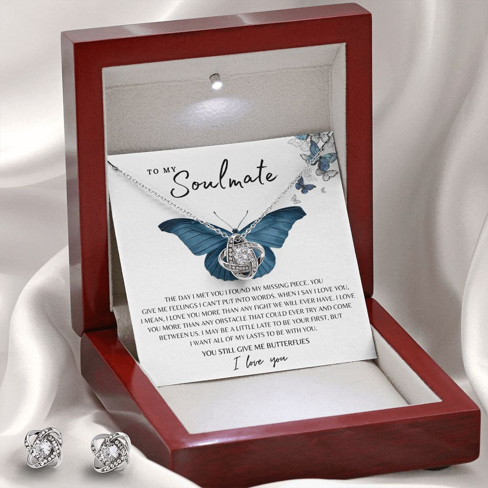 Love Knot Necklace Butterflies to Soulmate| Meaningful Gift for Her on Christmas, Anniversary or Birthday