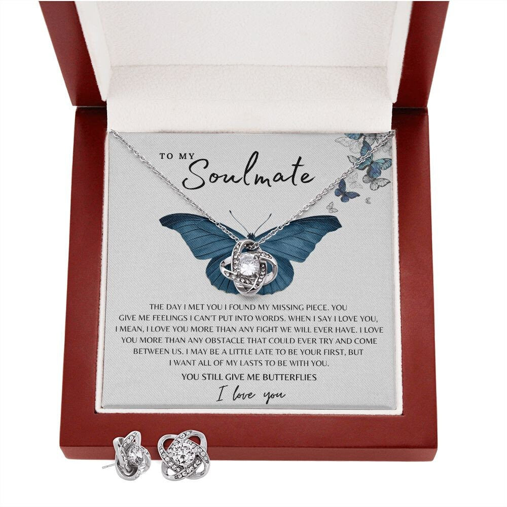 Love Knot Necklace Butterflies to Soulmate| Meaningful Gift for Her on Christmas, Anniversary or Birthday