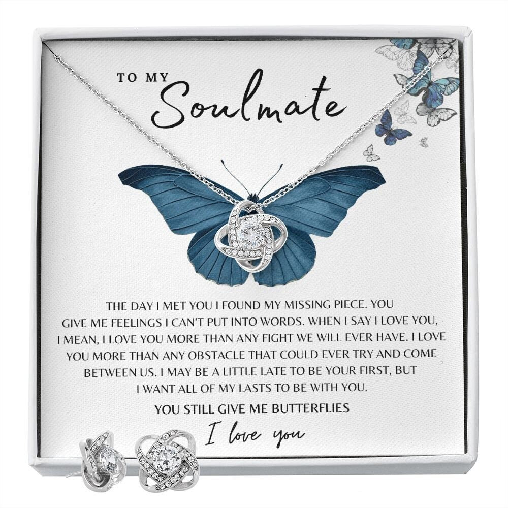 Love Knot Necklace Butterflies to Soulmate| Meaningful Gift for Her on Christmas, Anniversary or Birthday