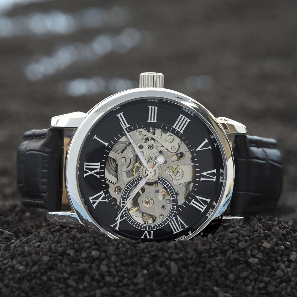 Men's Openwork Watch Gift To My Son with Mindful Message Card - From Dad, The perfect Christmas Gift, Birthday, Graduation, Wedding