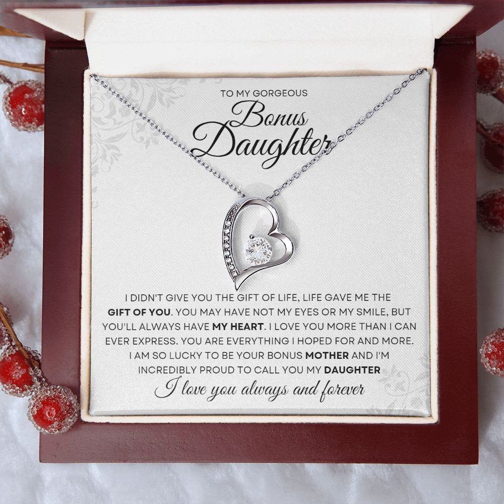 Forever Love Necklace Gift To My Bonus Daughter - Christmas Gift, Birthday Gift, Graduation Gift