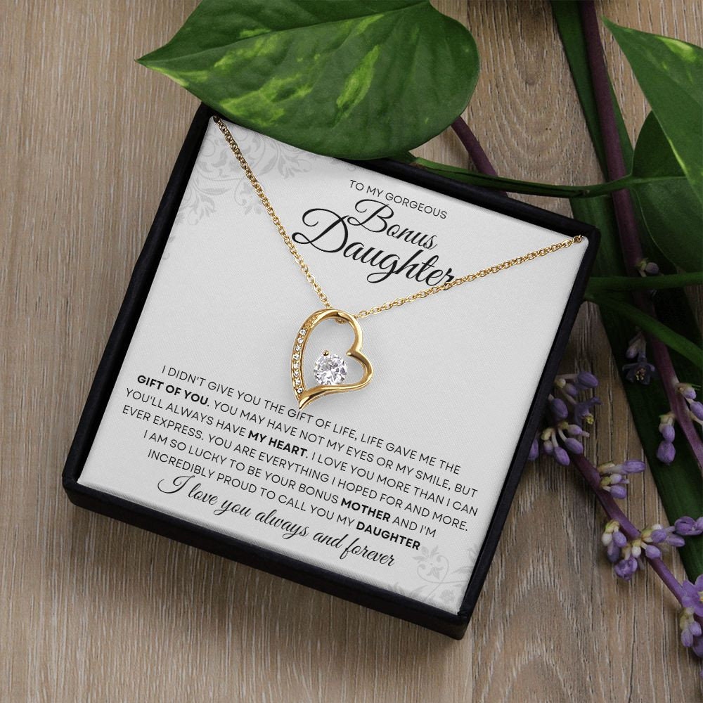 Forever Love Necklace Gift To My Bonus Daughter - Christmas Gift, Birthday Gift, Graduation Gift