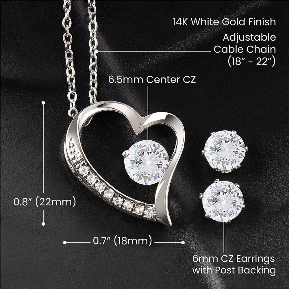 Forever Love Necklace to My Love with Earring Set | You are my Sunday Rest | Perfect Soulmate Gift on Christmas, Birthday, Anniversary