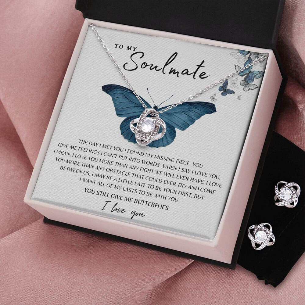 Love Knot Necklace Butterflies to Soulmate| Meaningful Gift for Her on Christmas, Anniversary or Birthday