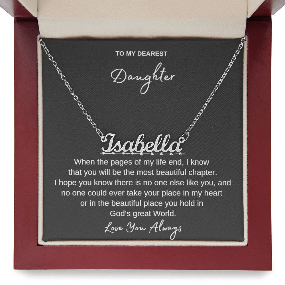 Personalized Name Necklace With Message Card and Box to My Daughter - Perfect Gift For Her Birthday, Graduation, Christmas