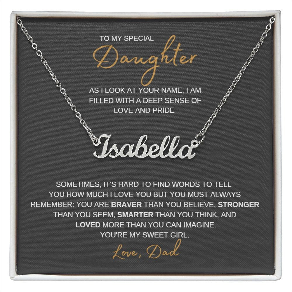 Personalized Silver Name Necklace from Dad - Perfect Christmas Gift to My Daughter, Graduation, Birthday
