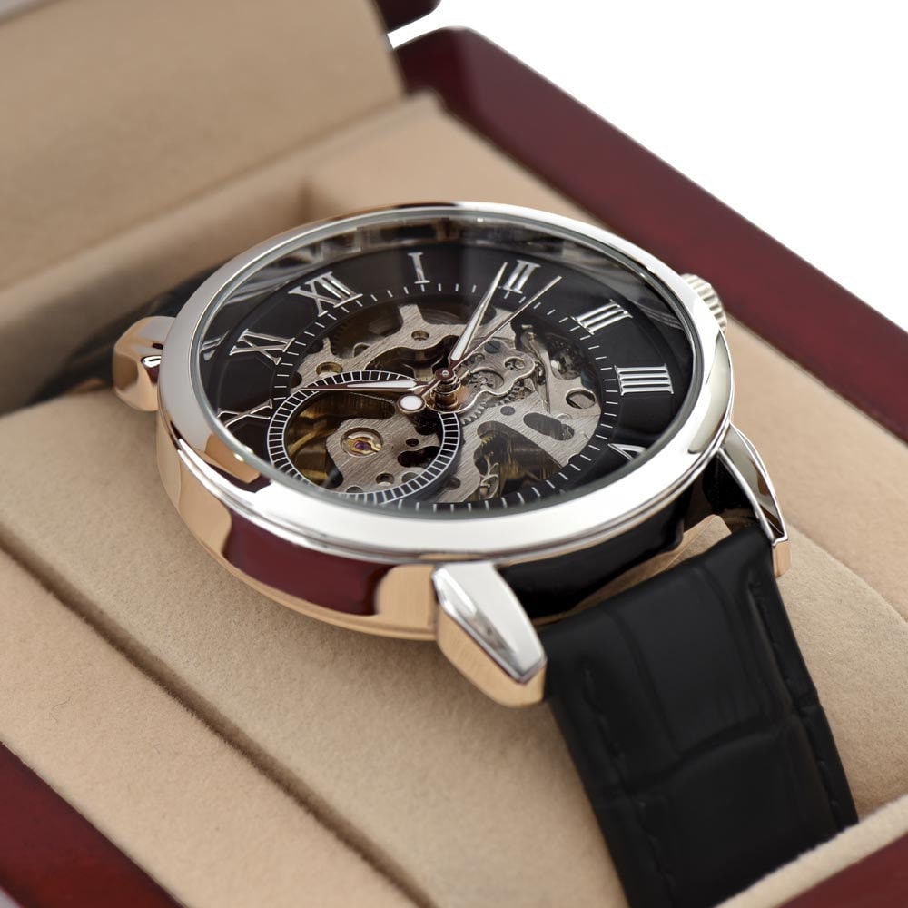 Men's Openwork Watch To My Son With Mindful Message Card - Gift From Dad, Perfect Christmas Gift, Birthday, Graduation, Wedding Gift