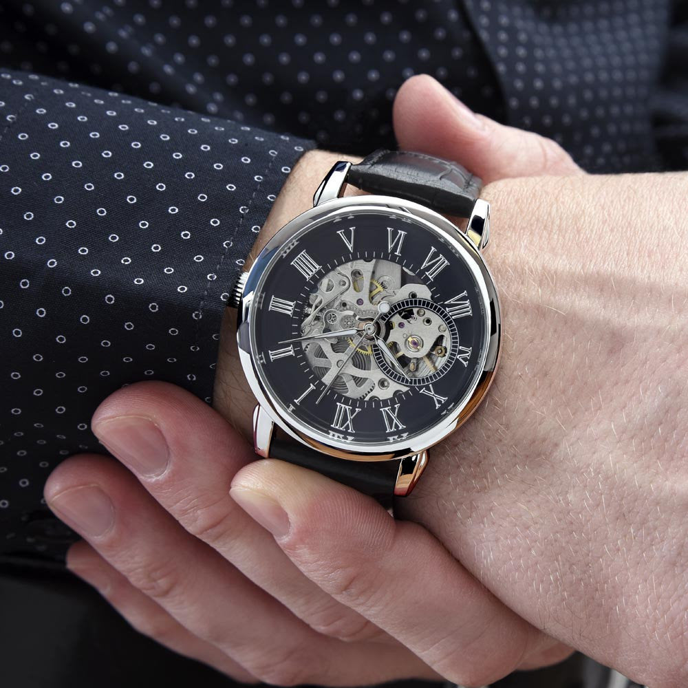Men's Openwork Watch To My Son With Mindful Message Card - Gift From Dad, Perfect Christmas Gift, Birthday, Graduation, Wedding Gift