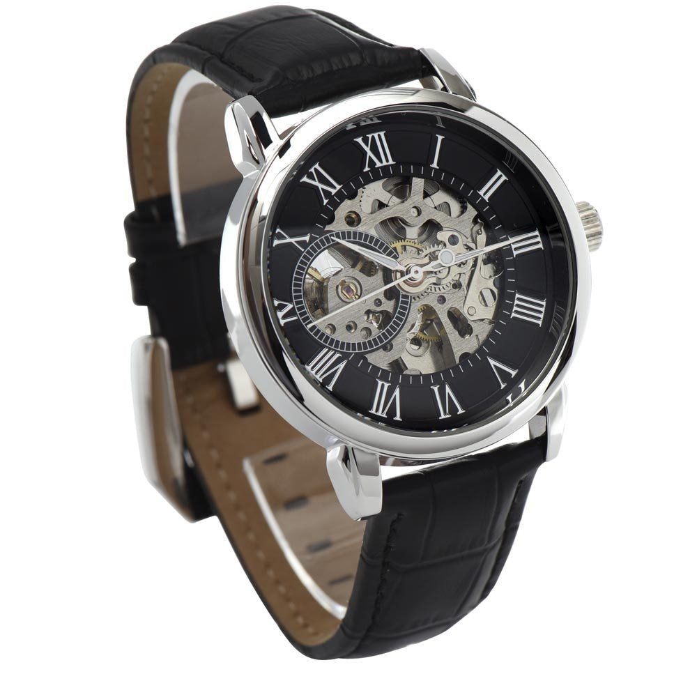 Men's Openwork Watch Gift To My Son with Mindful Message Card - From Dad, The perfect Christmas Gift, Birthday, Graduation, Wedding