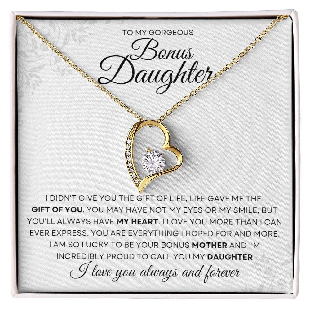 Forever Love Necklace Gift To My Bonus Daughter - Christmas Gift, Birthday Gift, Graduation Gift