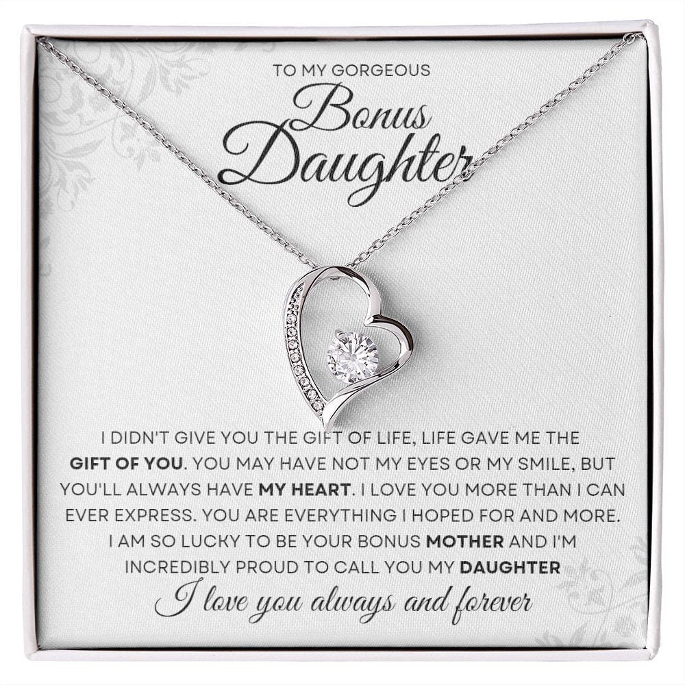 Forever Love Necklace Gift To My Bonus Daughter - Christmas Gift, Birthday Gift, Graduation Gift