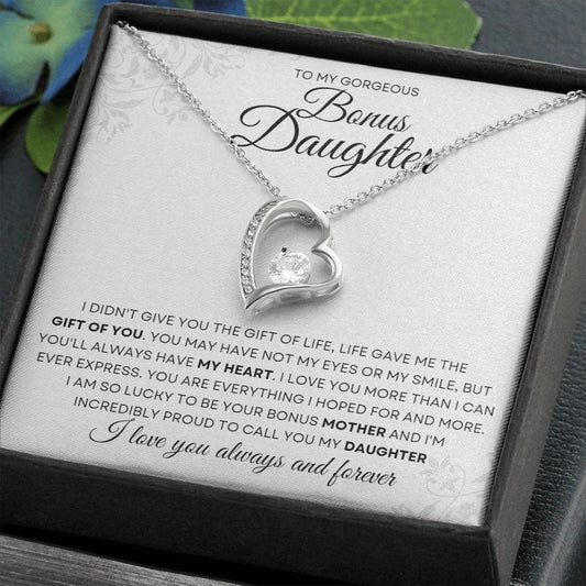 Forever Love Necklace Gift To My Bonus Daughter - Christmas Gift, Birthday Gift, Graduation Gift