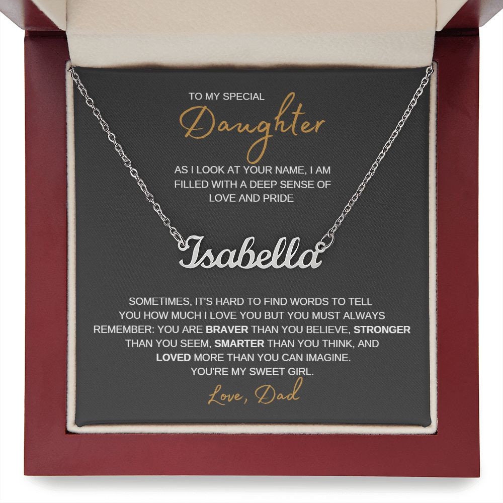 Personalized Silver Name Necklace from Dad - Perfect Christmas Gift to My Daughter, Graduation, Birthday