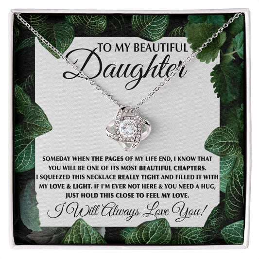 To My Beautiful Daughter - Leaf | Love Knot Necklace