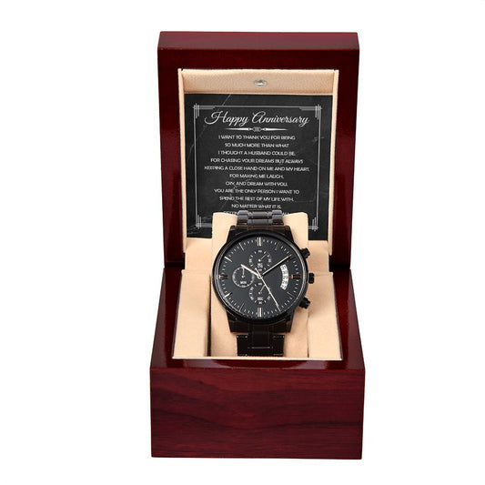 Happy Anniversary | Black Chronograph Watch