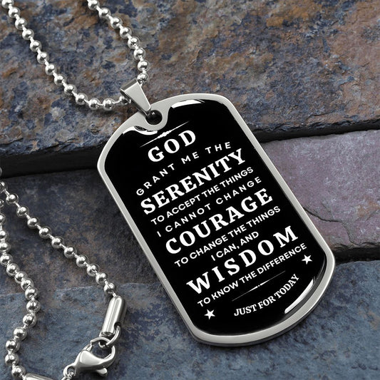 Military necklace with Serenity Prayer for Him/Her