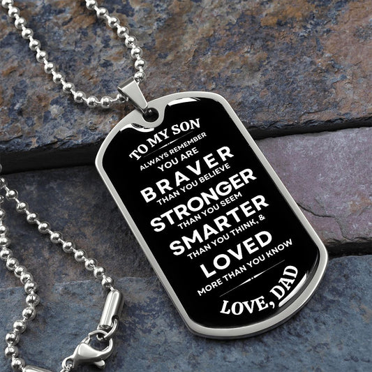 Military Dog Tag Necklace To My Son, Gift From Dad