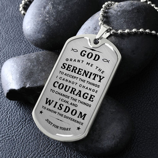 Military necklace with Serenity Prayer for Him/Her