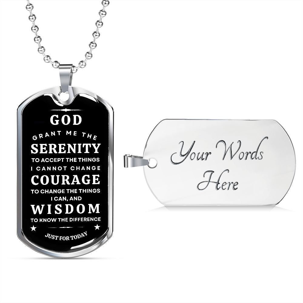 Military necklace with Serenity Prayer for Him/Her