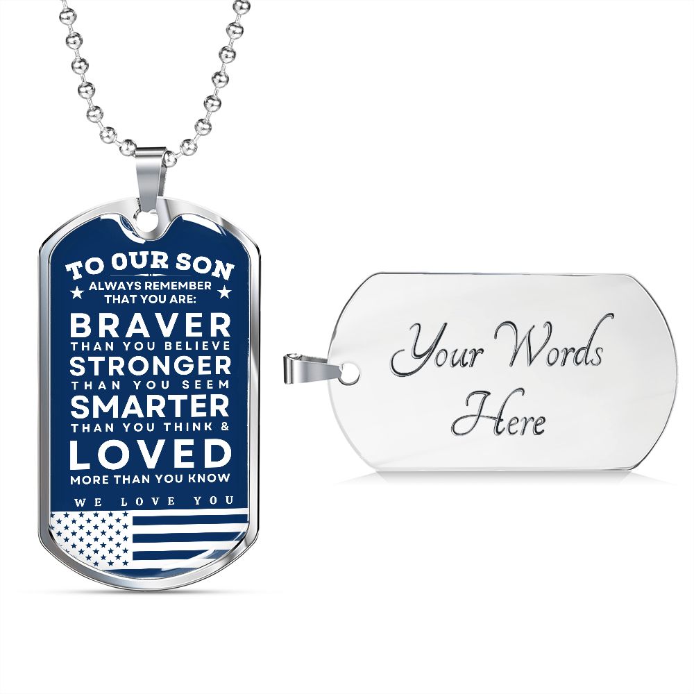 Dog tag necklace sales for son from mom