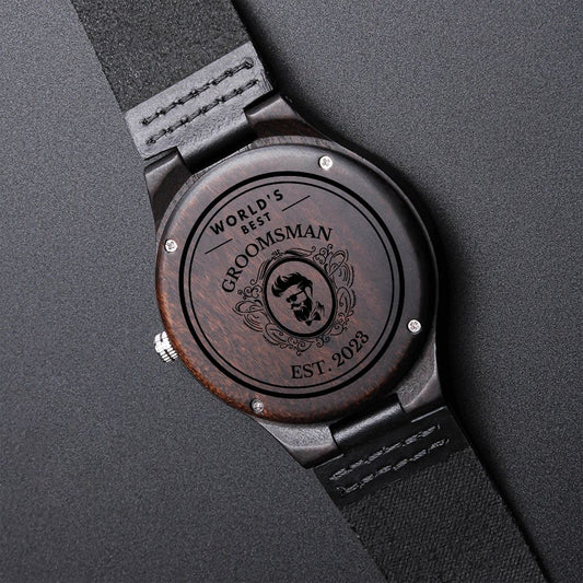 World's Best Groomsman 2023 Wooden Watch, Custom Groomsmen Gift, Engraved Wooden Watches, Best man Proposal
